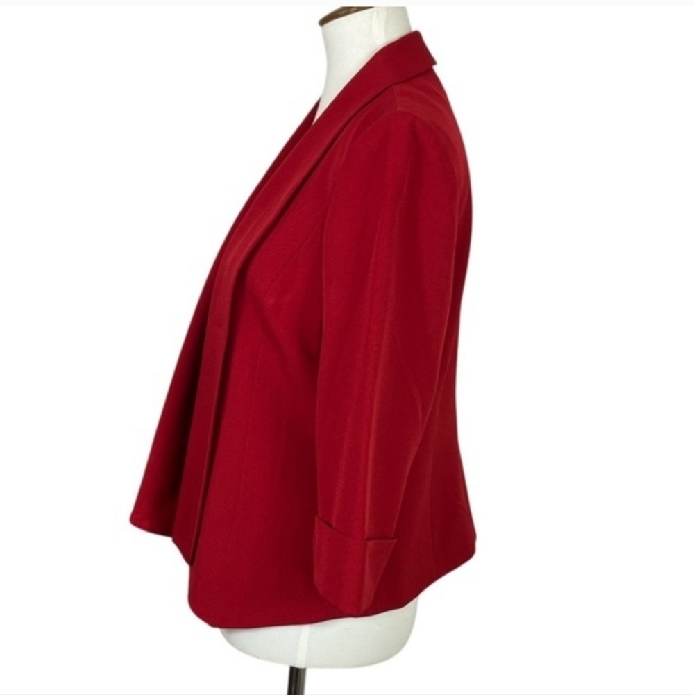 Kasper Red Open Front Shawl Collar Blazer Women Size 6 - Picture 5 of 9